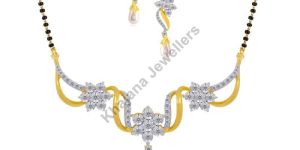 Simple Oxalis Diamond Mangalsutra Set