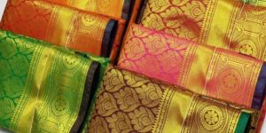 Golden Brocade Zari Fabric Saree