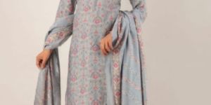 Grey Muslin Kurti Set