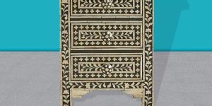 Bone Inlay Nightstand Table