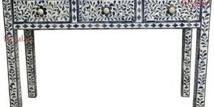 Rectangle Floral Bone Inlay Console Table