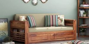 Three Seater Wooden Sofa Cum Bed