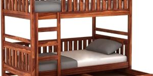 Wooden Bunk Bed with Storage
