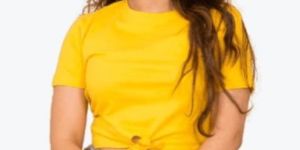 Ladies Round Neck Plain Knot Crop Top