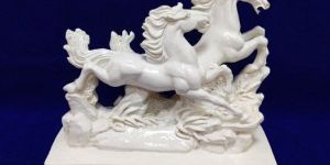 Pure White Pair White Horses Mahavastu Statue