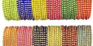 Vyoma Designer Silk Thread 8 Bangles Set for Women and Girls Stylish Latest Stone Design in 12