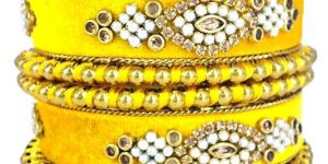 Vyoma Handcrafted Velvet Bangles Set for Women and Girls (6bangle Set)