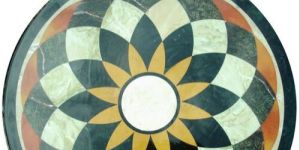Marble Inlay Round Flooring Panel