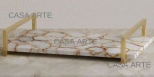 White Agate Serving Tray