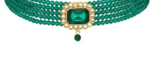 PSR125 Gold Finish Kundan Choker Necklace Set