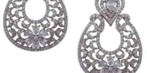Rhodium Finish CZ American Diamond Earrings