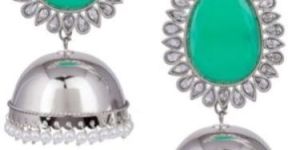 Rhodium Finish Reverse AD Jhumka Earrings