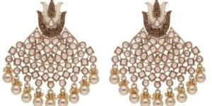 Rose Gold Finish Reverse AD Long Earrings