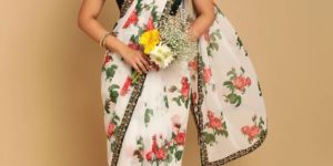 White Georgette Saree