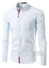 White Slim Fit Plain Long Sleeve Shirt