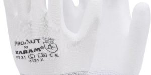 White Liner with White PU Coating Gloves