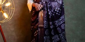 Khadi Printed Black Saree