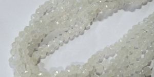 White Rainbow Moonstone Faceted Rondelle Stone Beads
