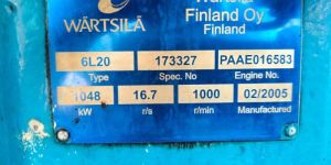6L20 Wartsila Marine Genset