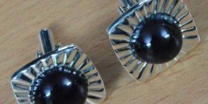 Black Onyx Silver Cufflink