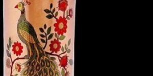 Peacock Printed Copper Bottle