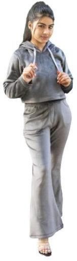 WOMENS WINTER STYLISH CROP SET WITH BOTTOM