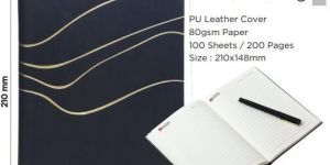 PU Leather Cover Notebook with Leafing