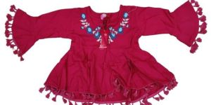 Red Embroidery Kids Top