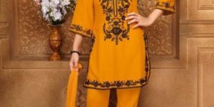 Yellow Embroidery Kurti Set