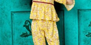 Yellow Printed Kids Co Ord Set