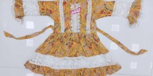 Yellow Printed Kids Frock