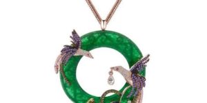 CZ Micro Paved Double Phenix Birds Animal Pendant