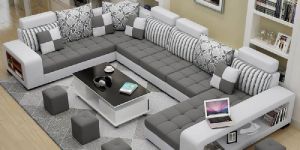 U Shaped Fabric Sofa Set