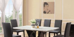 White Marble Top Dining Table Set