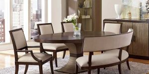 Wooden Oval Dining Table Set