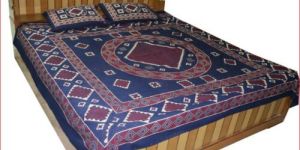 Two Pillows Blue Design Bed Sheet