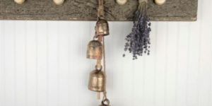 Set of 4 Rustic Gold Bells On Rope in Increasing Sizes - For Wreaths, Doors, Mantle, Christmas, Holi