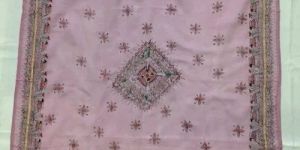 Pink Tussar Silk Madhubani Scarves