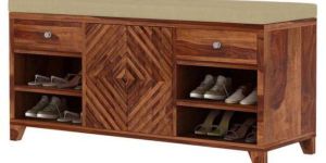 Teakwood Shoe Rack with Seat