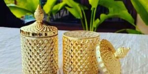 Golden Glass Candy Jar