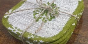 Upcycled Linen Fabric Coaster Set