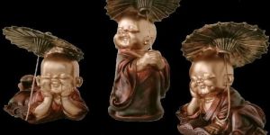 Baby Buddha Monk Statue Set