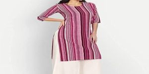 Striped Cotton Kurti Palazzo Set