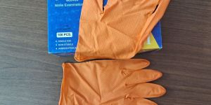 ORANGE Diamond Textured Nitrile Gloves