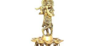 Krishna Design Brass Hanging Diya