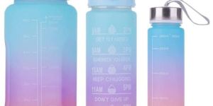 Set of 3 Water Bottle with Motivational Time Marker