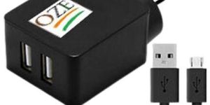 OZE 1.2 amp Dual USB Fast Wall Charger (Black)