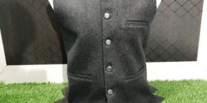 Mens Black Woolen Waistcoat