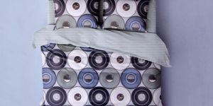 Cotton Single Round Dot Printed Bedsheet Set