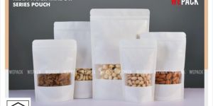 White Kraft Paper Window Stand up Zipper Pouch